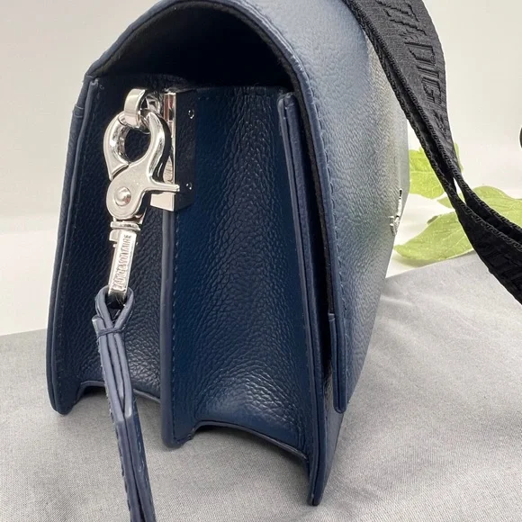 ZADIG & VOLTAIRE Leather Crossbody Clutch Bag Navy Blue NWT - Picture 4 of 15